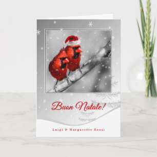 Cartes Pour Fêtes Annuelles ITALIAN Language Christmas Red Cardinals