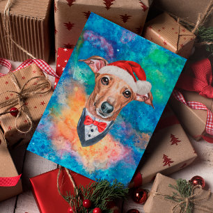 Cartes Pour Fêtes Annuelles Italie Greyhound race Chien Noël