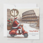 Cartes Pour Fêtes Annuelles Italie Rome Aquarelle de Noël<br><div class="desc">Cette carte de Noël italienne est la parfaite simple salutation de vacances. Le design Watercolor présente le Santa Claus à Roma Italie avec ses cadeaux avec une police de caractères élégante avec style lettré à la main. Personnalisez la carte avec votre nom.</div>