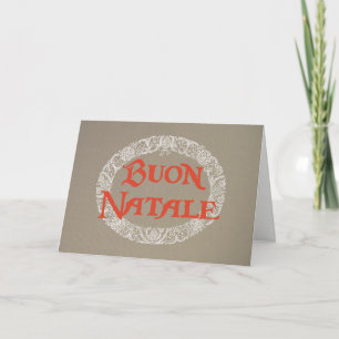 Cartes Pour Fêtes Annuelles Italien blanc couronne rouge de Noël sur Burlap