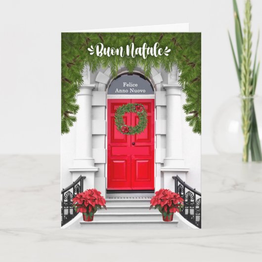 Cartes Pour Fêtes Annuelles Italien Langue Noël Wreath Buon Natal (Devant)