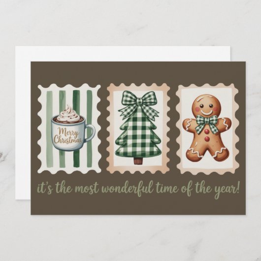 Cartes Pour Fêtes Annuelles It's The Most Wonderful Time Christmas Gingerbread (Devant / Derrière)