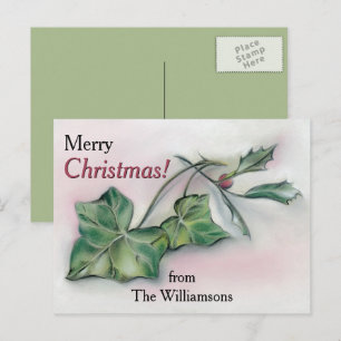 Cartes Pour Fêtes Annuelles Ivy et Holly Noël personnalisé