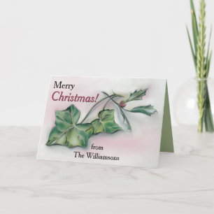 Cartes Pour Fêtes Annuelles Ivy et Holly Noël personnalisé