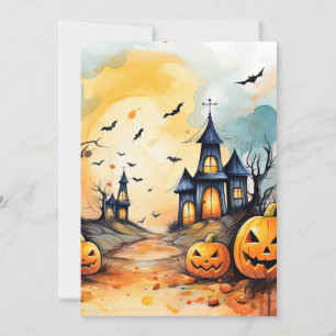 Cartes Pour Fêtes Annuelles Jack O’Lanterns chauves-souris Haunted Church Hall