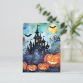 Cartes Pour Fêtes Annuelles Jack O’Lanterns chauves-souris Haunted Mansion Hal (Debout devant)