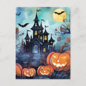 Cartes Pour Fêtes Annuelles Jack O’Lanterns chauves-souris Haunted Mansion Hal (Devant)