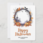 Cartes Pour Fêtes Annuelles Jack O’Lanterns Fantômes chauves-souris joyeuses H (Devant)