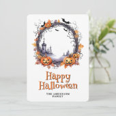 Cartes Pour Fêtes Annuelles Jack O’Lanterns Fantômes chauves-souris joyeuses H (Debout devant)