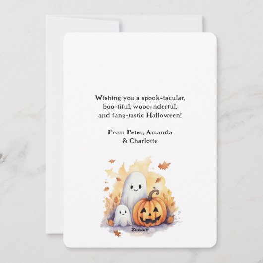 Cartes Pour Fêtes Annuelles Jack O’Lanterns Fantômes chauves-souris joyeuses H (Dos)