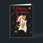 Cartes Pour Fêtes Annuelles Jack Russel Christmas Dog Winter Animals<br><div class="desc">Le chien Jack Russel à Noël avec des lumières de fées. Animaux amusants avec des cadeaux et de la neige pour les vacances. Aussi drôle pour Noël en juillet. Les chiens sont de mignons animaux et sont parfaits pour Noël.</div>