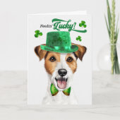 Cartes Pour Fêtes Annuelles Jack Russell Chien Feelin' Lucky St Patrick's Day (Devant)