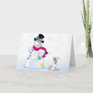 Cartes Pour Fêtes Annuelles Jack Russell Terrier et bonhomme de neige