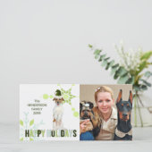 Cartes Pour Fêtes Annuelles Jack Russell Terrier Père Noël Chien dans Green Ho (Debout devant)