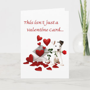 Cartes Pour Fêtes Annuelles Jack Russell Terrier Rose et coeurs Valentine