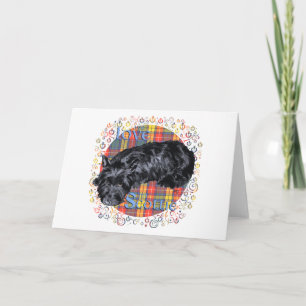 Cartes Pour Fêtes Annuelles J'adore mon Scottie sur carreaux