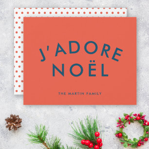 Cartes Pour Fêtes Annuelles J'adore Noel   Modern Love Christmas Rouge et Mari
