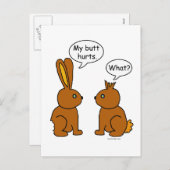 Cartes Pour Fêtes Annuelles J'Ai Blessé Le Mur ! - Quoi ? Lapin Bunny (Devant / Derrière)