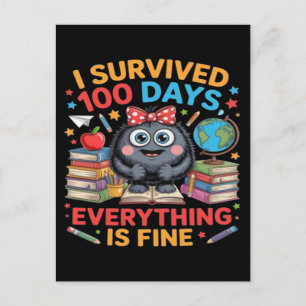 Cartes Pour Fêtes Annuelles J'ai survécu 100 jours T-shirt de monstre mignon