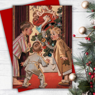 Cartes Pour Fêtes Annuelles J'ai vu maman embrasser le Père Noël Personnalisé 