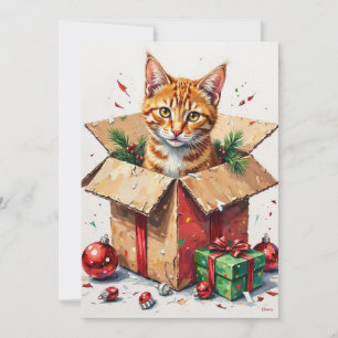 Cartes Pour Fêtes Annuelles J'aide à déballer ! Drôle de chat dans un carton d
