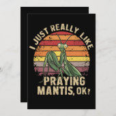 Cartes Pour Fêtes Annuelles J'Aimais Vraiment Prier Mantis Ok Insect Retro (Devant / Derrière)