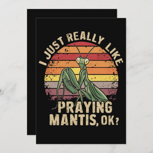 Cartes Pour Fêtes Annuelles J'Aimais Vraiment Prier Mantis Ok Insect Retro (Devant / Derrière)