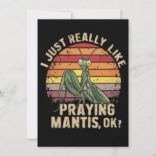 Cartes Pour Fêtes Annuelles J'Aimais Vraiment Prier Mantis Ok Insect Retro