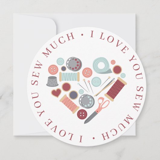 Cartes Pour Fêtes Annuelles J'aime coudre autant Thème de couture (Devant)