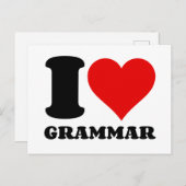 CARTES POUR FÊTES ANNUELLES J'AIME GRAMMAR (Devant / Derrière)