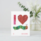 Cartes Pour Fêtes Annuelles J'Aime La Caterpillar Très Affamée (Debout devant)