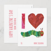 Cartes Pour Fêtes Annuelles J'Aime La Caterpillar Très Affamée (Devant / Derrière)