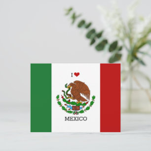 Cartes Pour Fêtes Annuelles j'aime le mexique - drapeau mexicain,