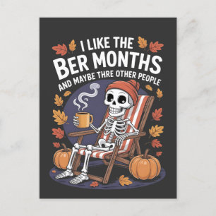 Cartes Pour Fêtes Annuelles J'aime les mois Ber Funny Skeleton Éffrayant Xmas