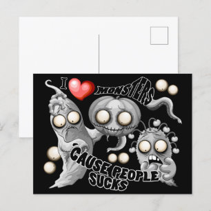 Cartes Pour Fêtes Annuelles J'aime les monstres parce que les gens aiment les