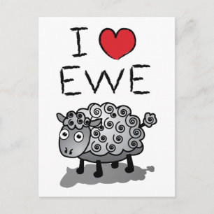 Cartes Pour Fêtes Annuelles J'Aime L'Ewe ! Saint Valentin