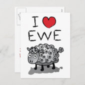 Cartes Pour Fêtes Annuelles J'Aime L'Ewe ! Saint Valentin (Devant / Derrière)