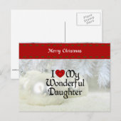 Cartes Pour Fêtes Annuelles J'Aime Ma Merveilleuse Fille, Design De Noël (Devant / Derrière)