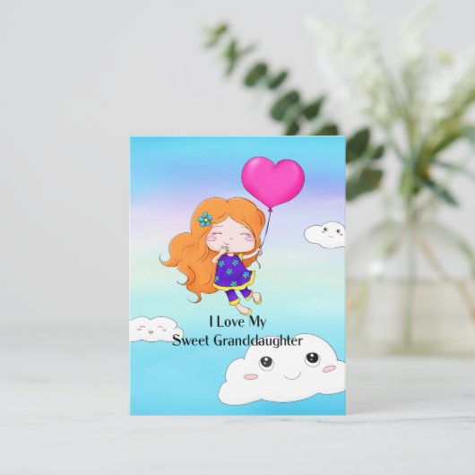 Cartes Pour Fêtes Annuelles J'Aime Ma Petite-Fille Douce...embrasser (Debout devant)