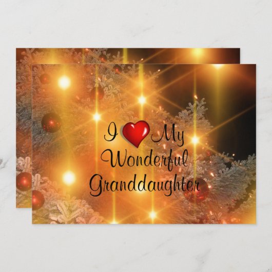 Cartes Pour Fêtes Annuelles J'aime ma petite-fille merveilleuse (Devant / Derrière)