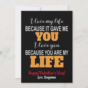 Cartes Pour Fêtes Annuelles J'aime ma vie parce qu'elle m'a donné toi Saint-Va