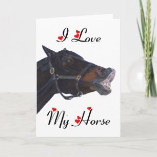 Cartes Pour Fêtes Annuelles J'Aime Mon Cheval ! Drôle