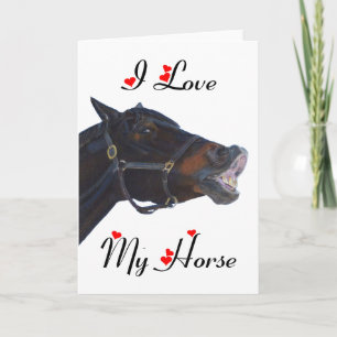 Cartes Pour Fêtes Annuelles J'aime mon cheval ! Drôle