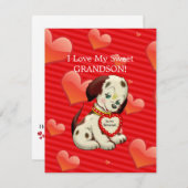 Cartes Pour Fêtes Annuelles J'aime mon petit-fils chéri...voeux de la Saint-Va (Devant / Derrière)