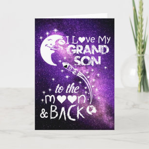 Cartes Pour Fêtes Annuelles J'aime mon petit-fils sur la lune et le dos