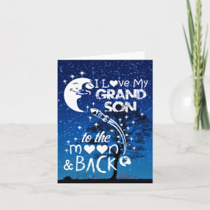 Cartes Pour Fêtes Annuelles J'aime mon petit-fils sur la lune et le dos