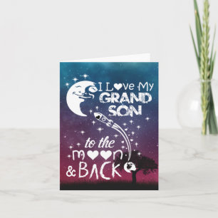 Cartes Pour Fêtes Annuelles J'aime mon petit-fils sur la lune et le dos