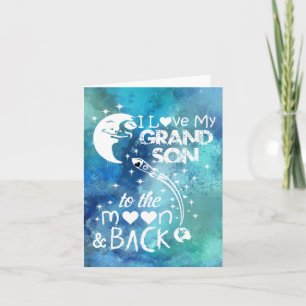 Cartes Pour Fêtes Annuelles J'aime mon petit-fils sur la lune et le dos