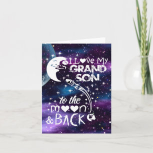 Cartes Pour Fêtes Annuelles J'aime mon petit-fils sur la lune et le dos