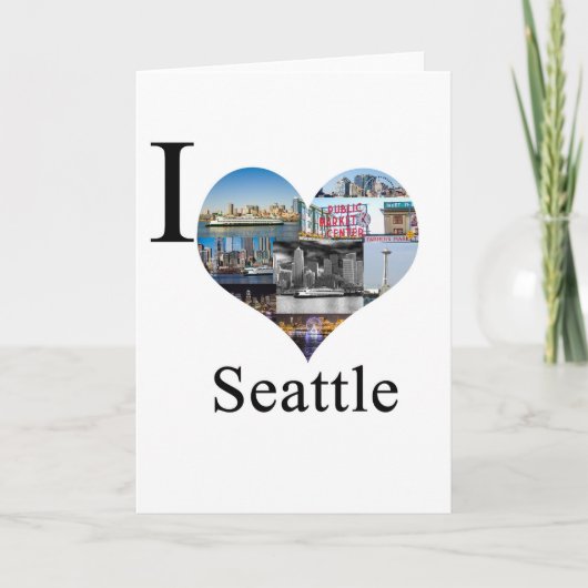 Cartes Pour Fêtes Annuelles J'aime Seattle (Devant)